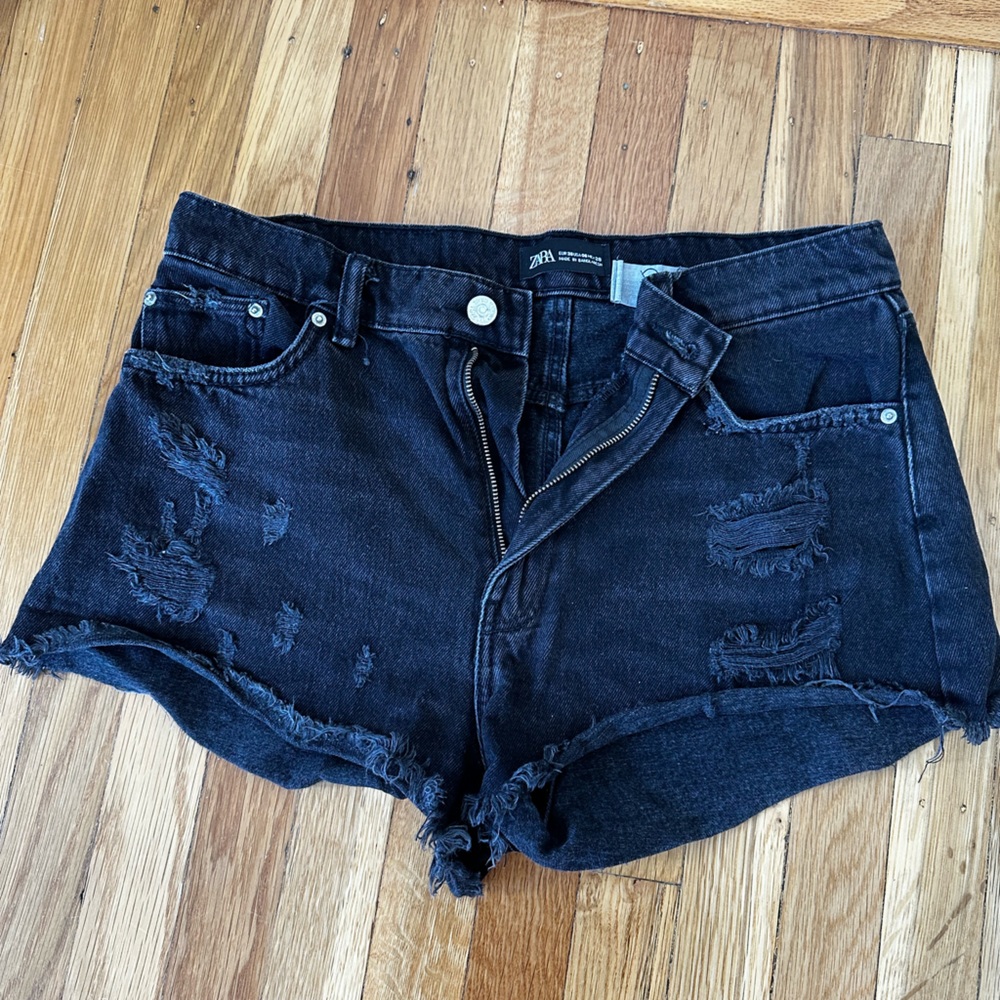 Zara black denim shorts